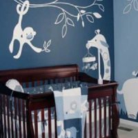 Gray Teal Safari Themed Boy's Nursery