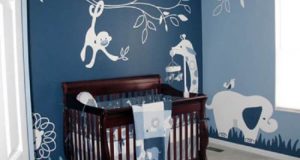 Gray Teal Safari Themed Boy's Nursery